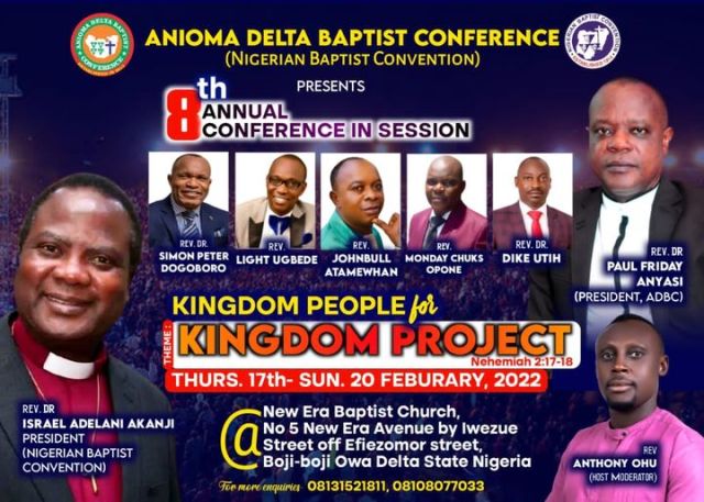 Anioma Delta Baptist Conference Annual Session Begins Thursday, 17th February