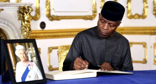 Nigeria Vice-President, Osinbajo Arrives London Ahead Of Queen Elizabeth’s Funeral