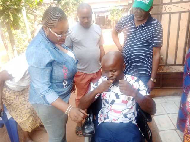 ELUMELU PRESENTS MOTORIZED WHEEL CHAIR TO PHYSICALLY CHALLENGED CONSTITUENT