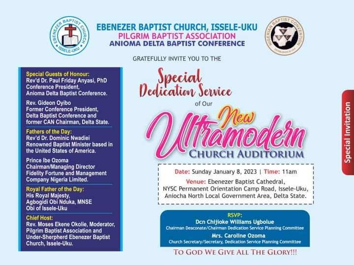 Ebenezer Baptist Church Issele-Uku New Church Auditorium Ready For Dedication This Sunday
