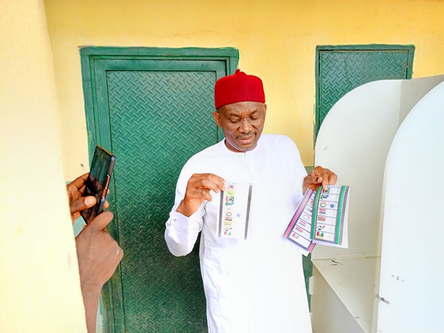 Presidential/NASS Elections: Reps Minority Leader, Elumelu Votes in Onicha-Uku, Optimistic of Victory