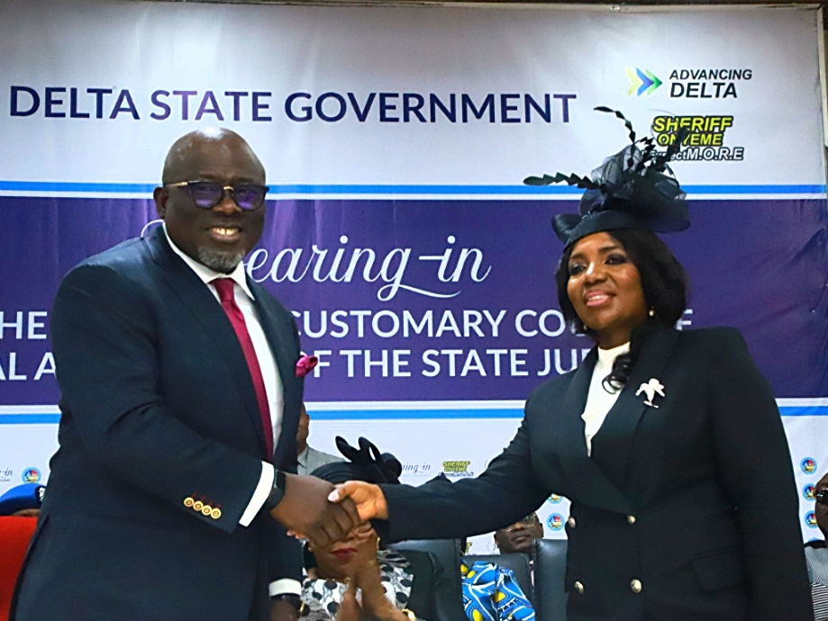 Oborevwori Swears In Justice Catherine Ojugbana-Orishedere as President Customary Court of Appeal, Charges Judges To Discharge Justice with integrity 