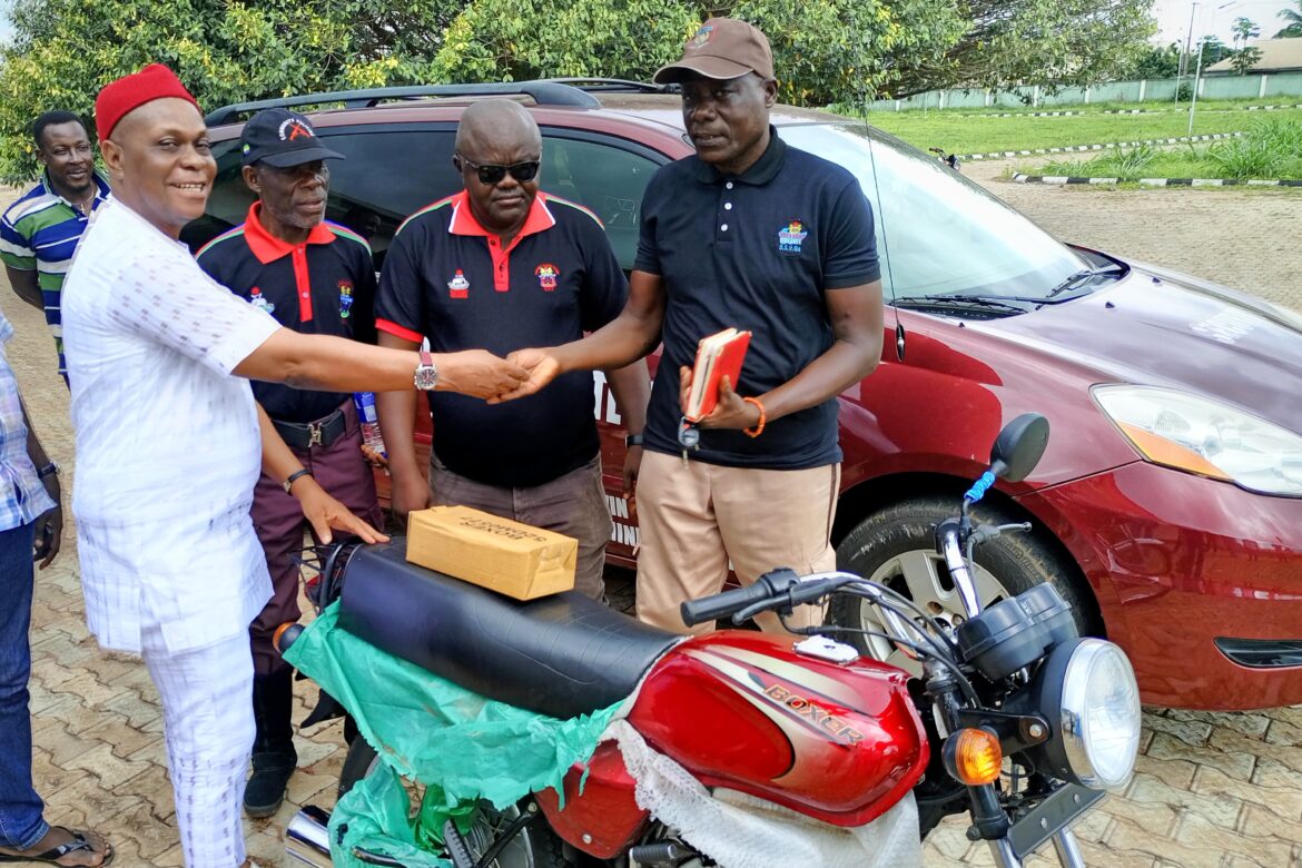 Security: Aniocha North Council Boss Presents Security Vehicle, Motorcycle To Vigilante Group.