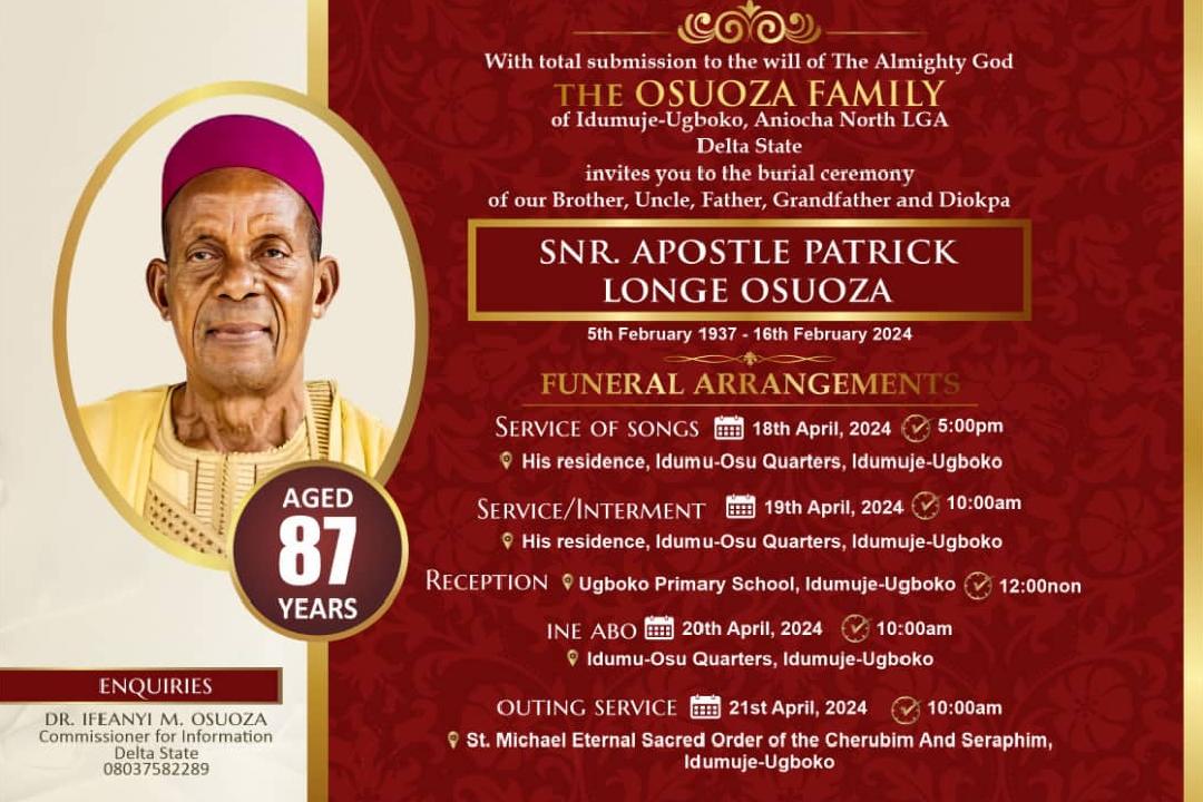 Osuoza Family Set Date for Patriarch’s Burial