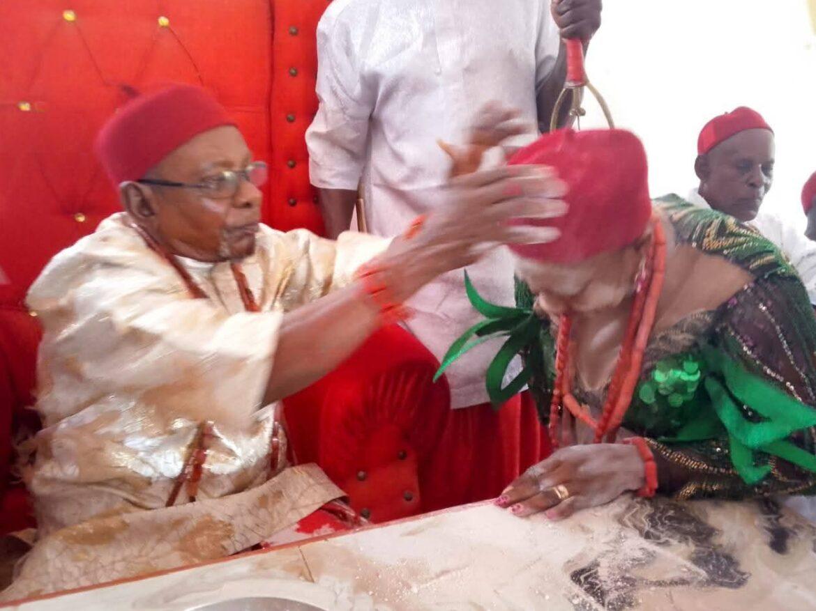 Obi of Issele-Mkpitime Confers Chieftaincy Title on Chief Edith Ngbanwa