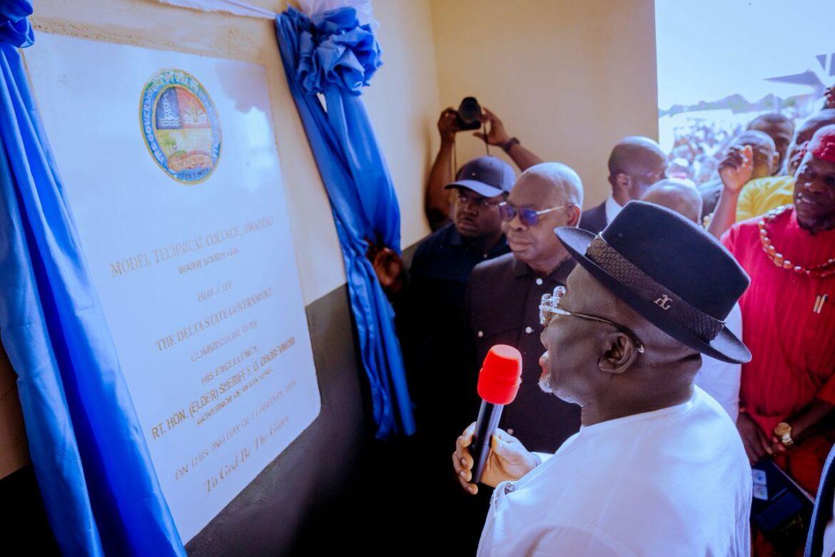 Jubilation As Delta Governor,Oborevwori Inaugurates Model Technical College, Omadino in Warri South LGA