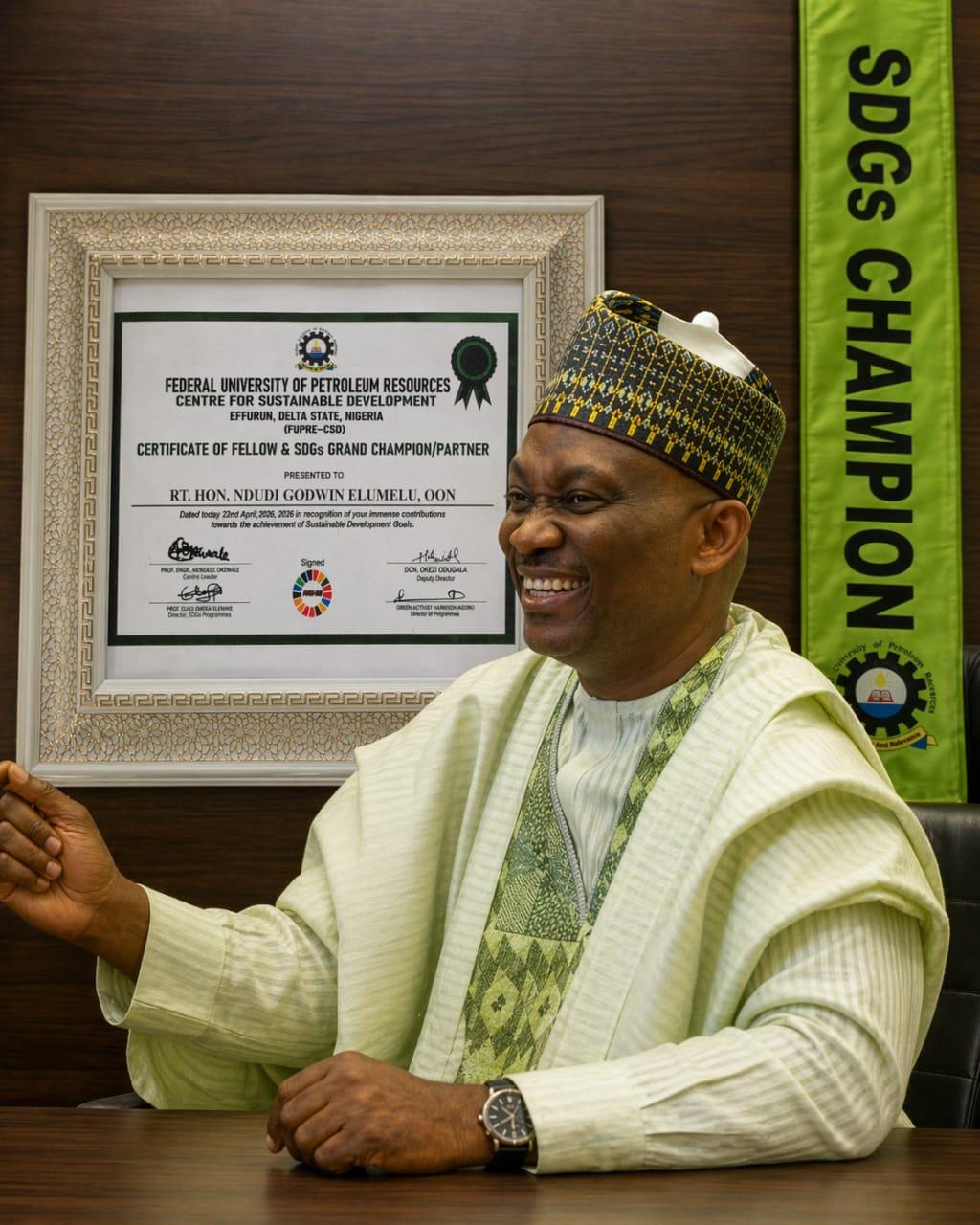 FUPRE, SDG Agency Confer Fellowship, Grand Patron Status, Champion of Sustainable Development Award on Elumelu